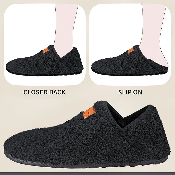 Women's Men's Fuzzy Fur Slippers Casual House Shoes Non Slip Barefoot Slipper Socks Warm Closed Back Indoor Outdoor Shoes