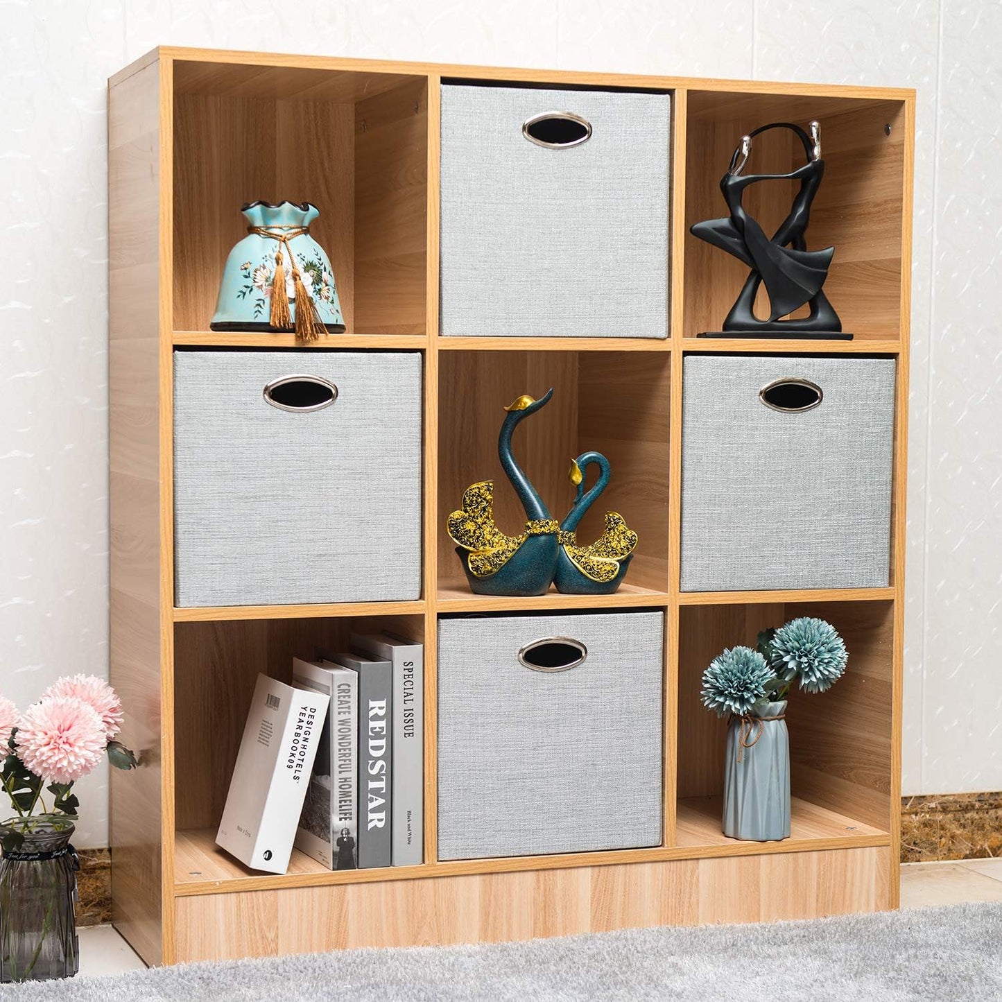 Posprica Storage Cubes, 12×12 Collapsible Storage Basket Bins,Heavy Duty Fabric Containers, 4pcs, Sliver Grey