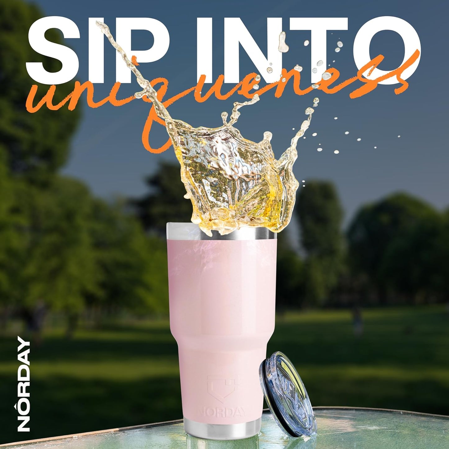 NORDAY | Tumbler with Lid - 30oz - Blush Glitter Insulated Tumbler - Stainless Steel Tumblers - Double Wall Insulated Travel Coffee Mug for Car Cup Holder - Keeps Temperature for 24hr - Anti Spill Lid