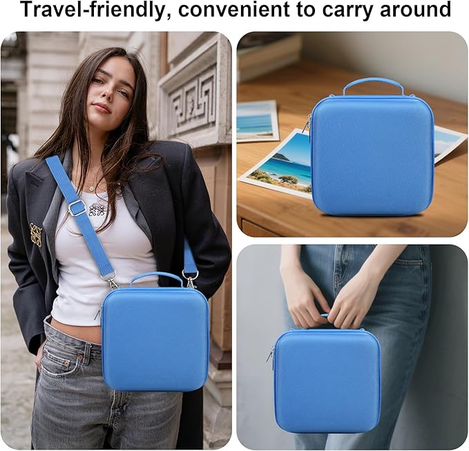 BOVKE Travel Camera Case for Canon EOS Rebel T7/R50/R6 Mark II/R100/R50 V/T6/R8/R10/R5 Mark II/RP/R7/R5/T100 and Other DSLR SLR Cameras, Extra Lens and Tripod with Dividers & Shoulder Strap, Blue