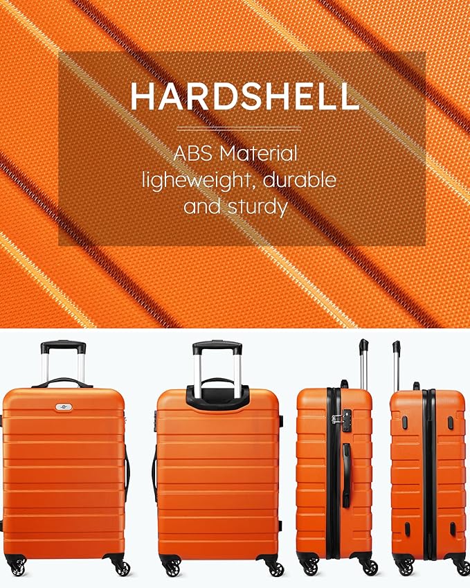Suitour Luggage set 3 piece,Hardside Lightweight Suitcase Set with Spinner Wheels TSA Lock, 20 24 28 inch Travel Suitcase