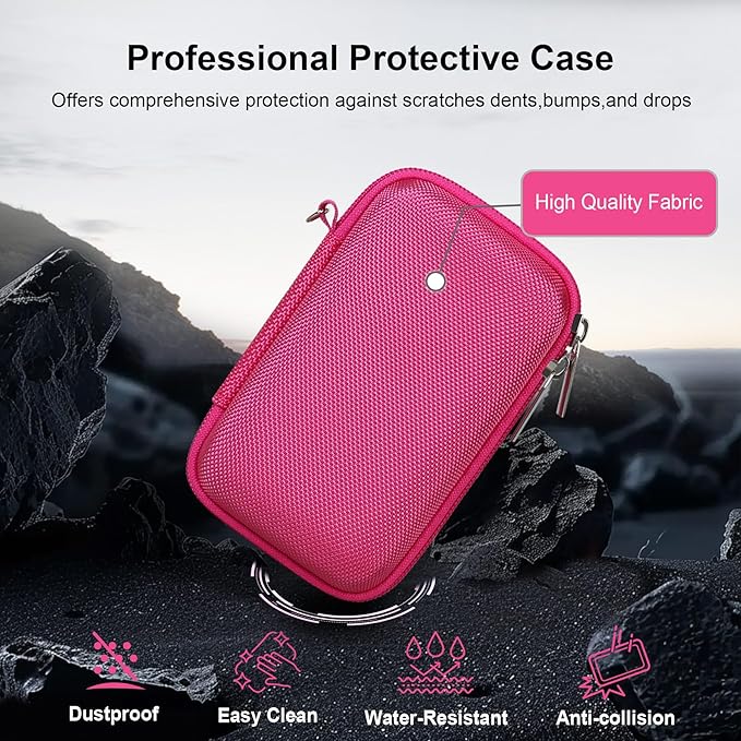 RAIALL Camera Case for Canon PowerShot SX740 HS/ SX730 HS/ SX720 HS/ SX620 HS Digital Camera, Hard Carrying Case Protective Travel Bag, Mesh Pocket for Batteries and USB Cable, Rose Red