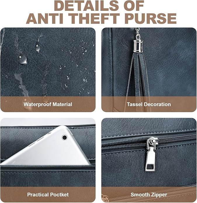 Anti Theft Crossbody Purses for Women RFID Blocking Crossbody Bags, Travel Shoulder Purse with Built-in Wallet