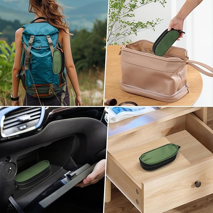 Double Eyeglasses Case Soft Portable Zipper Sunglasses Pouch with Keychain Clip for Men Women