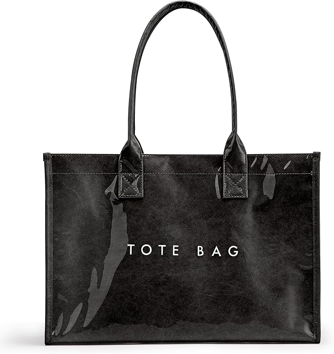KALIDI PVC Tote Bag Women’s Kraft Paper Work Handbags Purses with Top Handle