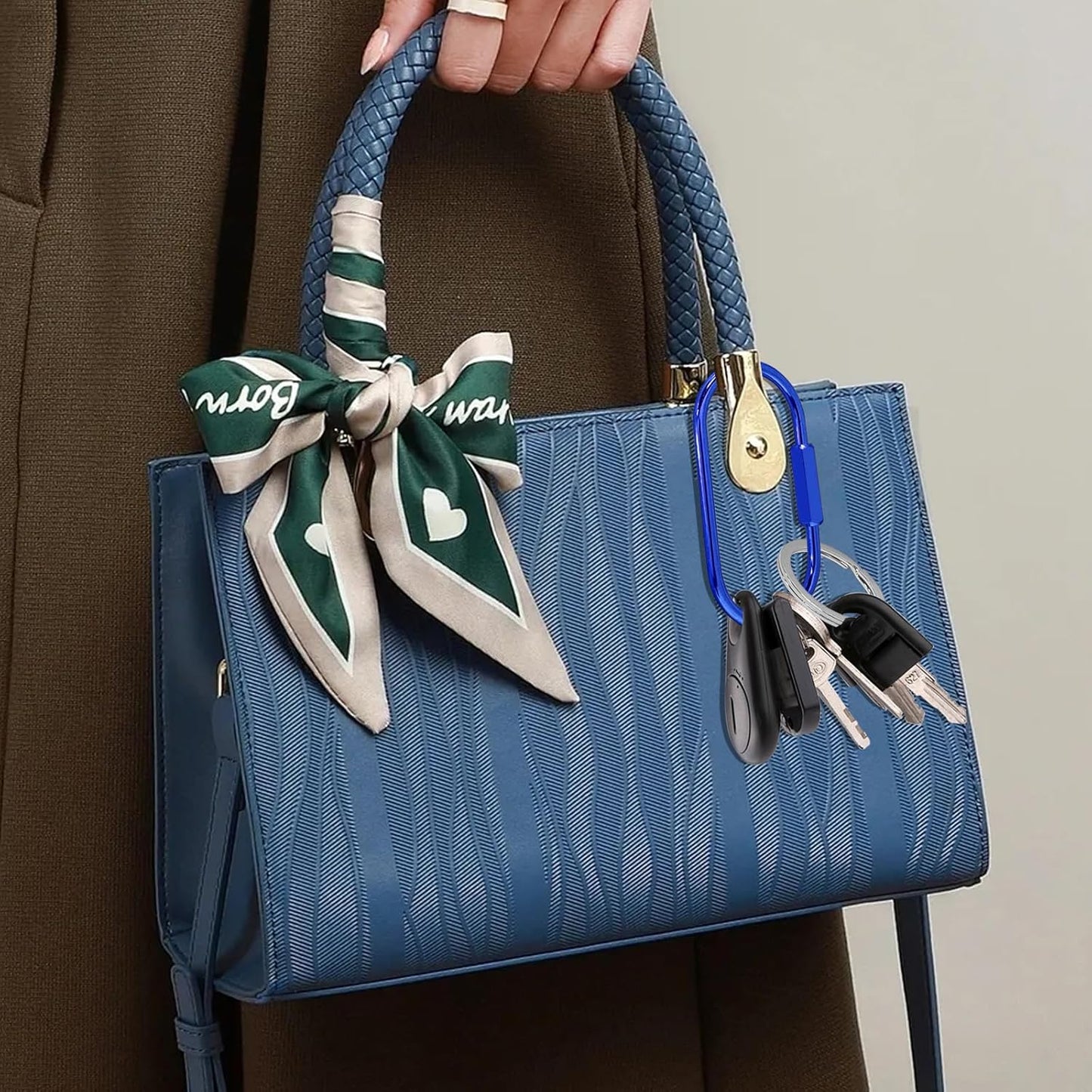 Key Chain, Brass Key Rings 2 Pack Screw Lock Key Organizer with 4 Rings Carabiner Keychain Clip for Men and Women