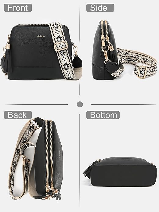 Women's Leather Crossbody Bags Anti Theft Purses RFID Blocking Handbags Trendy Travel Adjustable Strap Tassel
