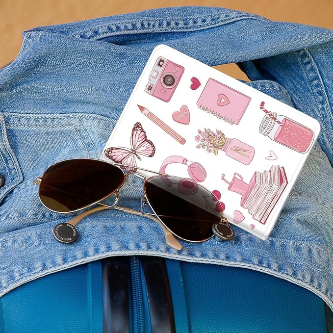 PU Leather Passport Holder Cover 5.9×4.3 Inch with Credit Card Slot and Boarding Pass Slot Combo Blocking Passport Holder Wallet Cover Case for Travel Boarding Essentials (Pink)
