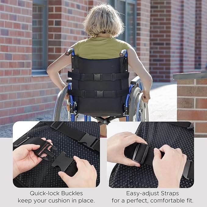 Sunlit Large Gel Seat Cushion & Back Cushion for Long Sitting with Non-Slip Cover, Gel Cushions for Wheelchair Office Chair Car Seat, Reduce Tailbone Pressure Hip Pain Relief (18.5''x16.9''x 1.57'')