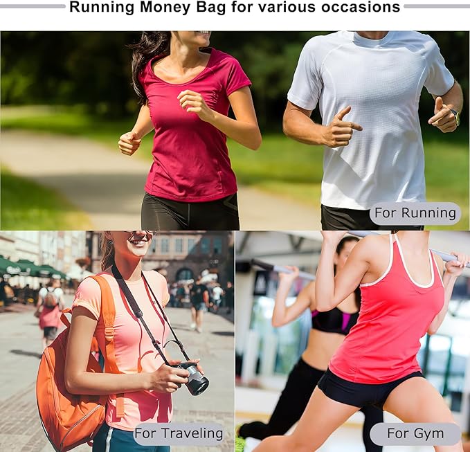 SUOSDEY Money Belt bag for Travel, Men Women RFID Fanny Pack for Hiking Running Crossbody Waist Bag Passport Bag black