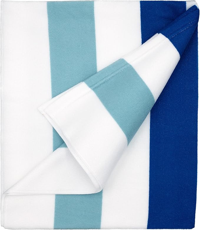 cabanana Large Oversized Beach Towel - Microfiber Sand Free 35 x 70 Inch Quick Dry Lightweight Pool Towel for Adults, Thin Striped Swim Towel (Vallarta)