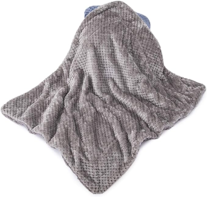 Fuzzy Sherpa Reversible Blanket for Baby, Soft Warm Cozy Coral Fleece Toddler, Infant or Newborn Reversible Blanket for Crib, Stroller, Travel, 30”×40”, Flint Gray