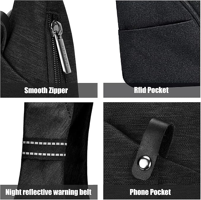 Travel Sling Bag with RFID Pocket, Anti Theft Crossbody Bag for Women Men Casual Chest Outdoor Shoulder Hiking Bag