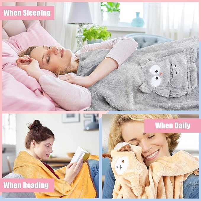 Boyiee 9 Pack Kids Travel Blanket for Airplanes Daycare Nap Blankets in Bulk Small Cute Animals Lightweight Fleece Throw Blanket for Kids Birthday Party Favors