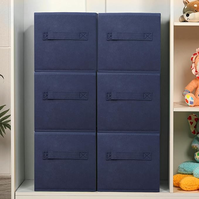Collapsible Storage Cubes,Cube Storage Organizer 10.5 * 10.5 * 11inch,For home and office Collapsible Closet Shelf Organizers, Drawer Organizers(Blue)