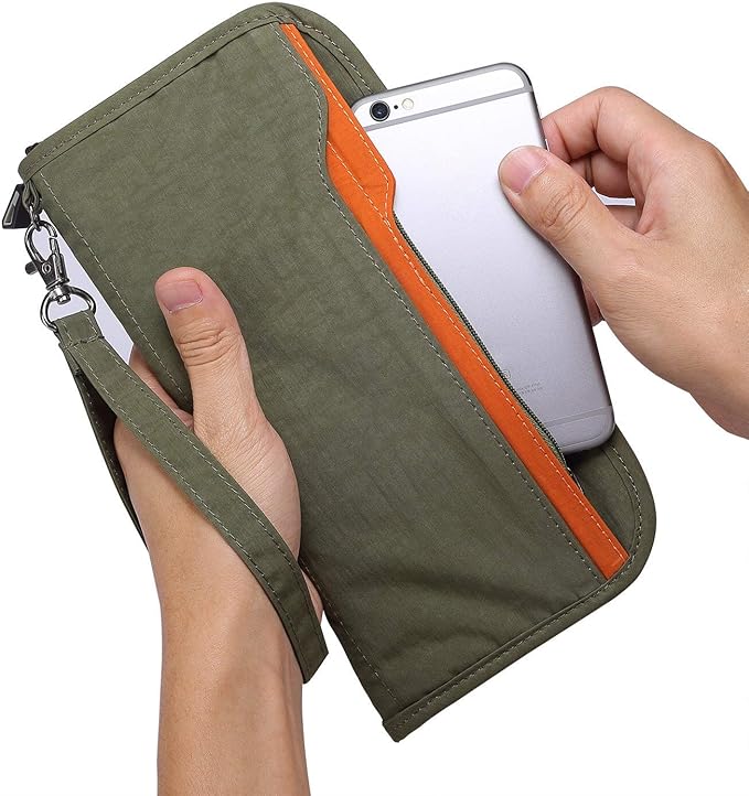 ZOPPEN Passport Holder Family RFID Passport Wallet, Passport Holder Women/Men, Travel Wallet Documents Organizer Zipper Case with Removable Wristlet Strap, Travel Essentials for Flying