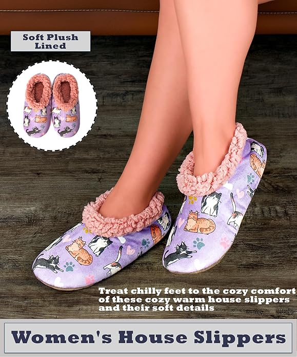 Cozylook Fuzzy Slippers for Women Indoor, Warm Bedroom Slip On Shoes, Winter Fluffy House Socks with Grippers, Cozy Christmas Gifts Unique