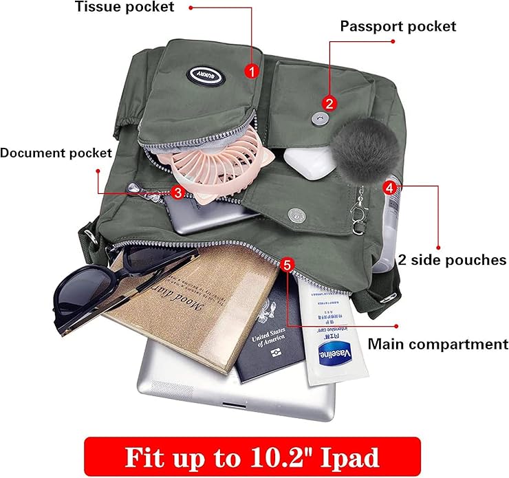 SUKRY Nylon Crossbody Bag for Women with Anti theft RFID Pocket, Waterproof Shoulder Bag Travel Purses and Handbag