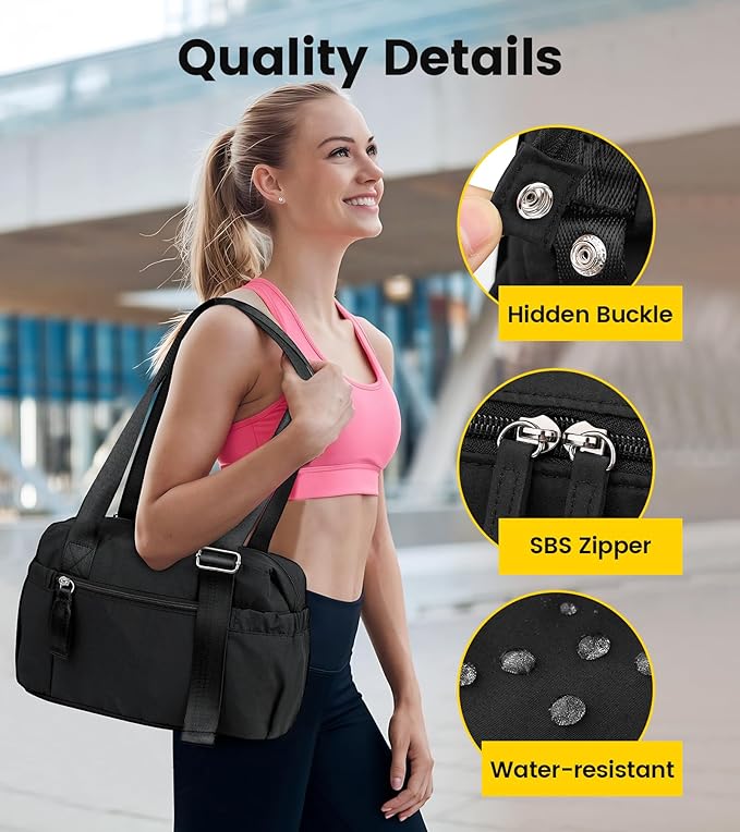 Vorspack Mini Gym Bag for Women - Small Duffle Bag Lightweight Duffel Bag with Wet Pocket Cute Sports Bag for Gym Dance Yoga - Black