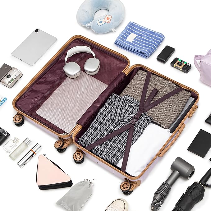 Luggage Sets 5 Piece Durable Suitcase Set with Spinner Wheels, Hard Shell Carry on Luggage with TSA Lock, Large Checked Travel Suitcases for Men and Women