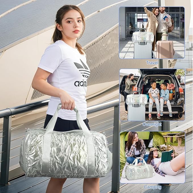 Forestfish Dance Bag For Girls, Small Gym Bag With Shoes Compartment Weekender Overnight Bag For Travel Lightweight Waterproof
