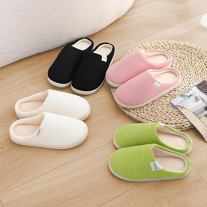 HUXMEYSON Slippers for Women, Womens Slippers Indoor Outdoor with Memory Foam, Cozy & Warm House Slippers for Woman with Anti-Slip Rubber Sole