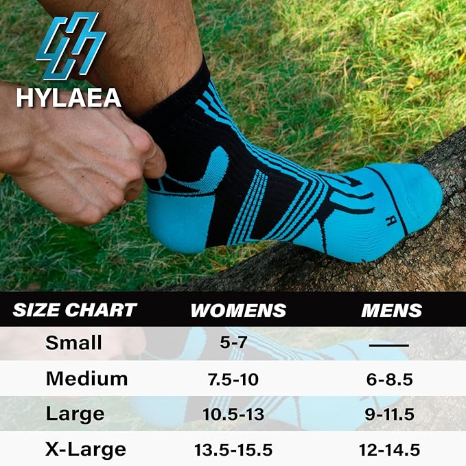 Hylaea Compression Running Socks for men, Coolmax Anti-Blister Cushion Crew Socks for Athletic, Moisture Wicking & Seamless