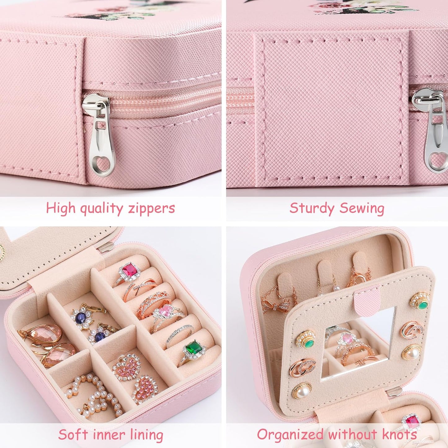 AYGXU Travel Jewelry Box for Women and Girls - Small Case With Initial A-Z - Teacher Gifts