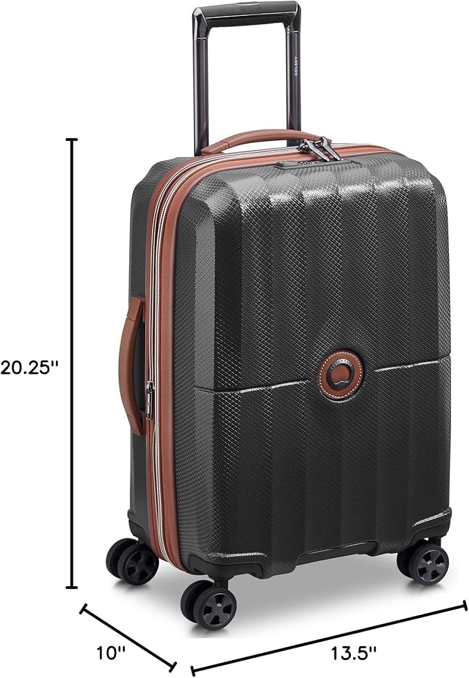 DELSEY PARIS Carrousel Hardside Expandable Luggage with Spinner Wheels, Black, Carry-on 21 Inch