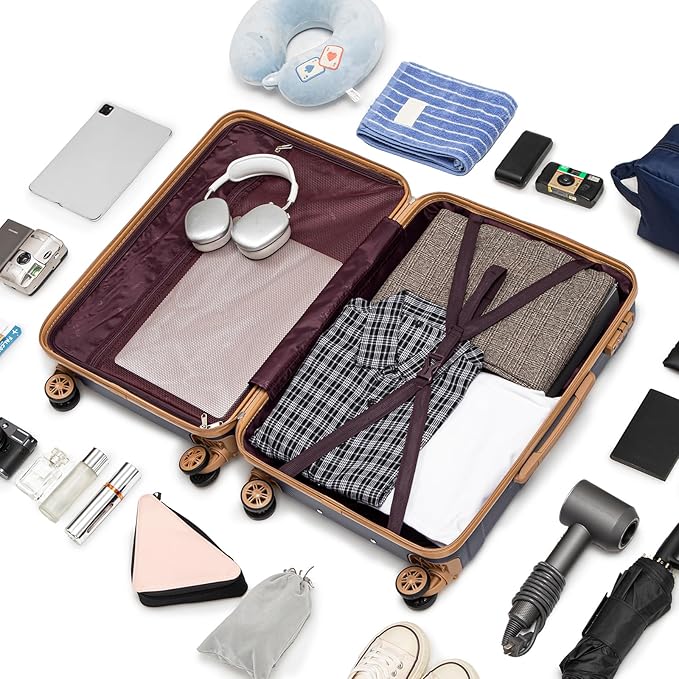 Luggage Sets 5 Piece Durable Suitcase Set with Spinner Wheels, Hard Shell Carry on Luggage with TSA Lock, Large Checked Travel Suitcases for Men and Women