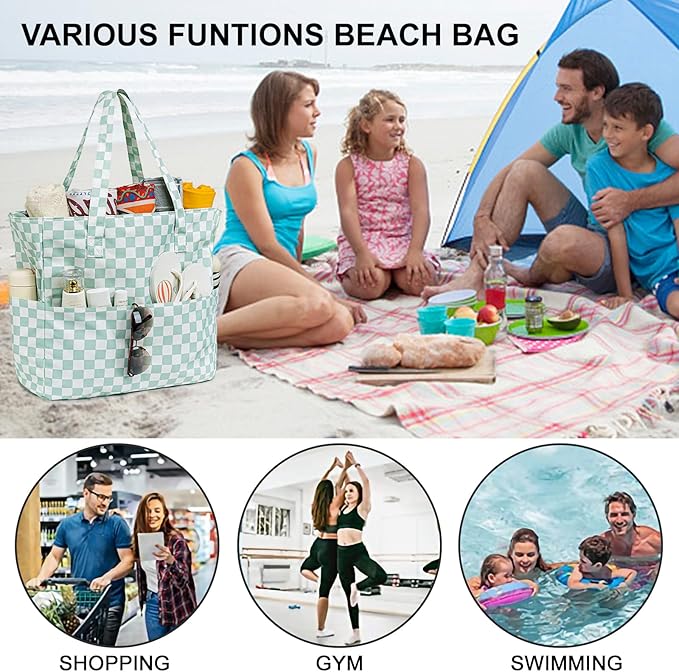Bluboon Beach Bags for Women, Large Waterproof Tote Bag With Wet Compartment for Pool Weekender Travel Gym