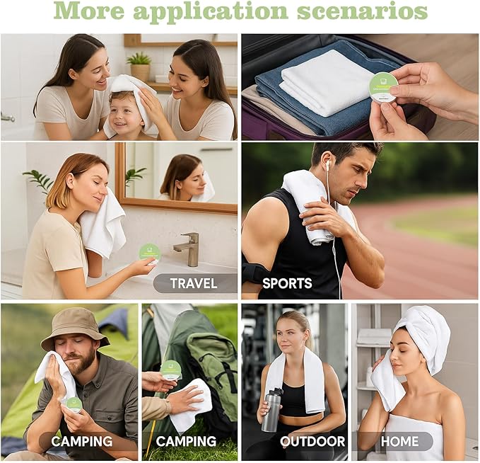 6PCS Compressed Bath Towel Tablets for Travel, Disposable Towels for Camping, Hiking & Hotels, Fast Absorbing Portable Travel Bath Towels, Individually Wrapped 27.5 x 40 Inch
