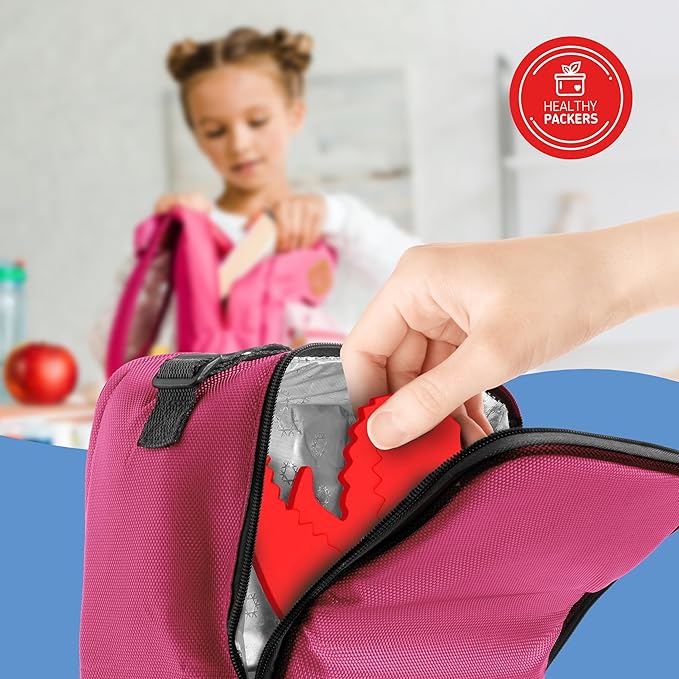 Healthy Packers® Slim Reusable Ice Packs for Lunch Boxes Kids and Adults | Long‑Lasting Thin Freezer Packs for Coolers, Bento Boxes, Lunch Bags, Travel, School Meals, and Meal Prep (3-Pack | Dinosaur)