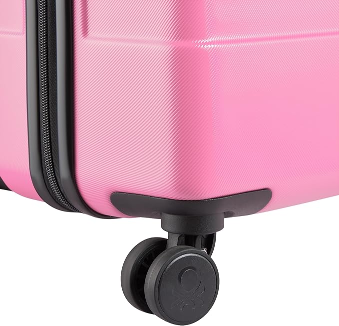 United Colors of Benetton Now! Hardside Luggage with Spinner Wheels, Light Pink, Checked-Medium 23 Inch