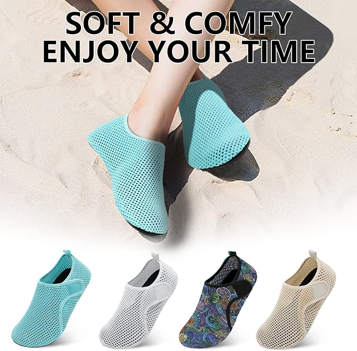 Scurtain Barefoot Water Shoes for Women Men Beach Swim Aqua Socks Summer Quick-Dry Sandals Slippers