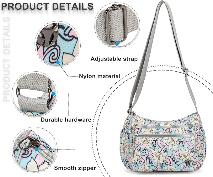 Casual Crossbody Bag with Anti Theft Pocket - Women Lightweight Water-Resistant Purse Bag