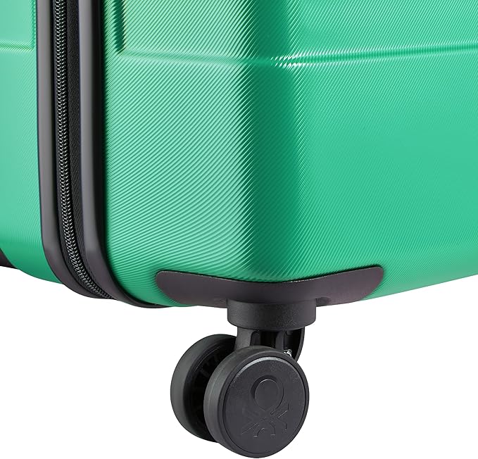 United Colors of Benetton Now! Hardside Luggage with Spinner Wheels, Green, Checked-Medium 23 Inch