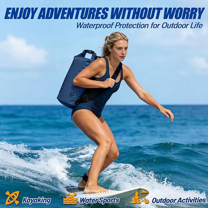 Waterproof Dry Bag, 5L/10L/20L/30L/40L Roll Top Lightweight Storage Backpack with Phone Case for Women & Men, Floating Waterproof Sack for Travel, Swimming, Kayaking, Paddle Board, Camping & Beach