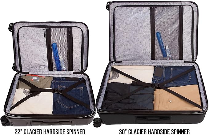 Eddie Bauer Glacier Hardside Spinner Durable PC/ABS Construction 2-Piece Set Suitcase Luggage, Carbon