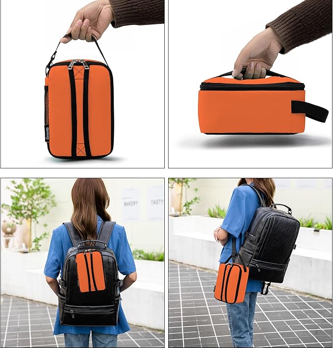 BEIMILY Lunch Box for Men Women Adults,Mini Insulated Lunch Bag for Office Work Picnic,Reusable Portable Lunchbox,Soft Cooler Tote Bag,6 can cooler bag,Mini,Orange