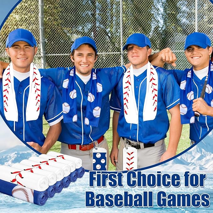 6-12 Pcs Baseball Cooling Towels with Bags 38x12 Inch Breathable Baseball Microfiber Ice Towel Fast Drying Workout Rags Bulk Sport Team Gift for Team Gym Running Coach Sport Party Favors( 12Pcs)