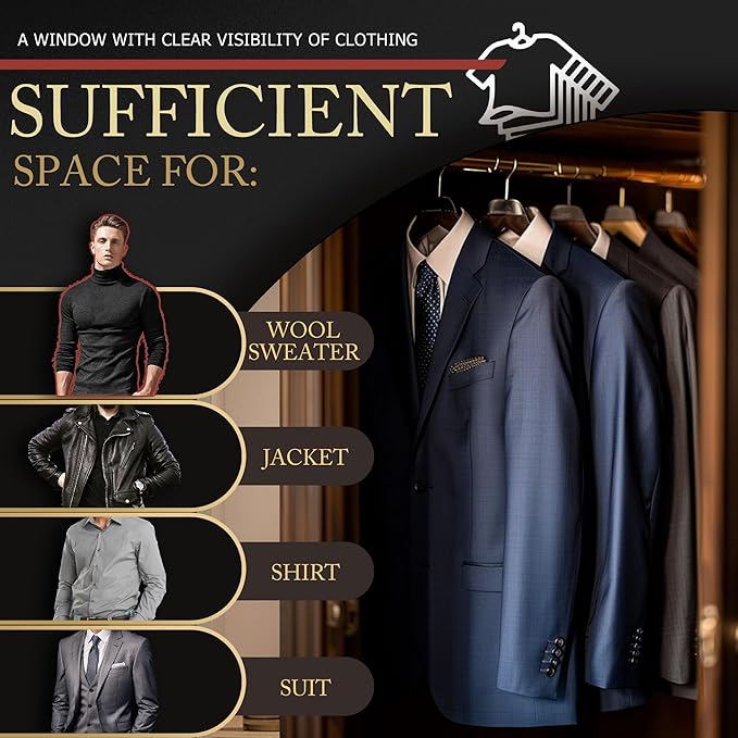 10 Pack 40-inch Garment Bags for Travel, Garment Bags for Hanging Clothes with Zipper and Visible Transparent Window, White