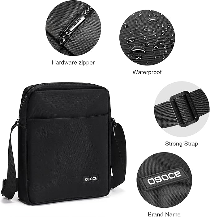 Messenger Bag, Crossbody Bag Shoulder Bag for Men Water Resistant Man Bag Man Purse for Business Office | Slim Business Design, Lightweight Commuter