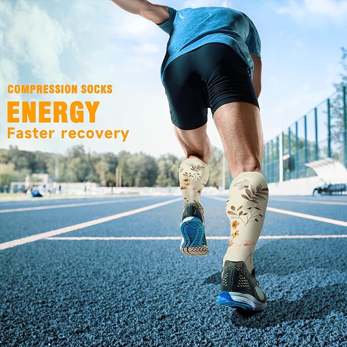 bropite Flora Compression Socks for Women & Men-Knee high 6 Pairs 20-30mmhg Support Running Nurse Travel