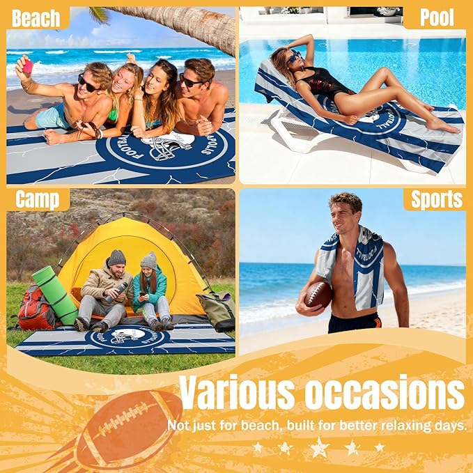 Football Fan Thin Lightweight Microfiber Beach Towel Indianapolis Themed Oversized Towels Men Women Apparel Colts Team Dad Bf Friend Xmas Christmas Father Day Cool Funny Gifts