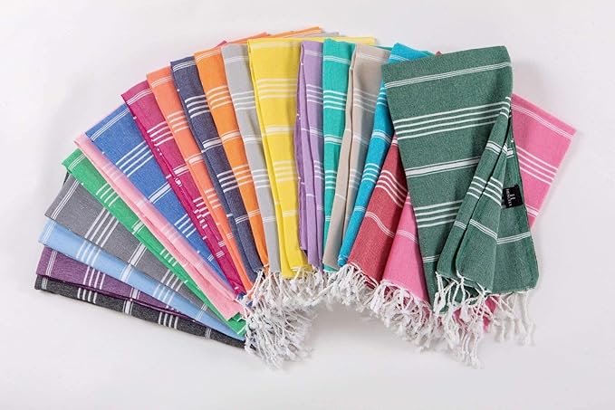 Hencely Turkish Beach Towel 37x68 Oversized, Sand-Free, Quick-Dry, Lightweight - Travel Essential for Pool & Bath - Striped 100% Cotton Bathroom Towels Accessories Gift (Yellow)