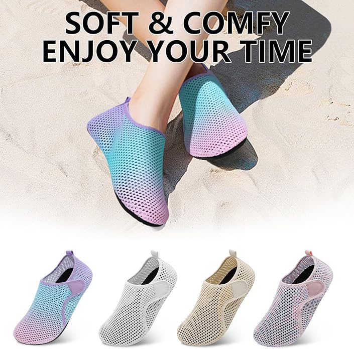 Scurtain Barefoot Water Shoes for Women Men Beach Swim Aqua Socks Summer Quick-Dry Sandals Slippers