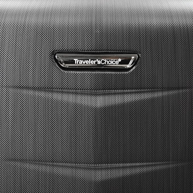 Traveler's Choice Silverwood Polycarbonate Hardside Expandable Spinner Luggage, Brushed Metal, Checked-Medium 26-Inch