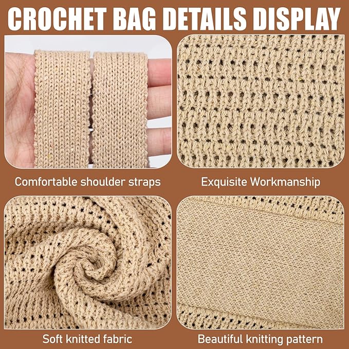 hatisan Crochet Bags for Women - Summer Beach Tote, Aesthetic Hippie Knit Bag