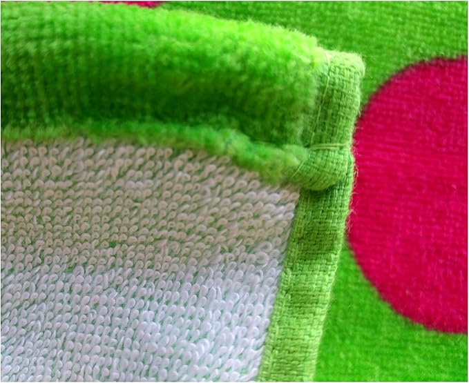 BY LORA Embroidered Polka Dot Terry Beach Towels, Hot Pink - Lime